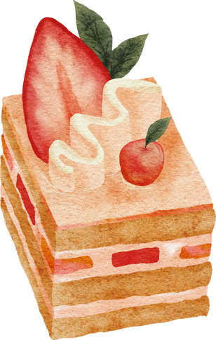 Watercolor Sweet Dessert Strawberry Layer Cake Illustration