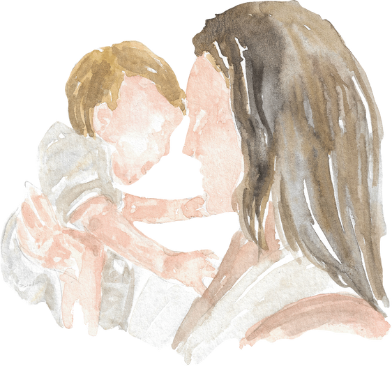 Mother and Son Touching with Forehead